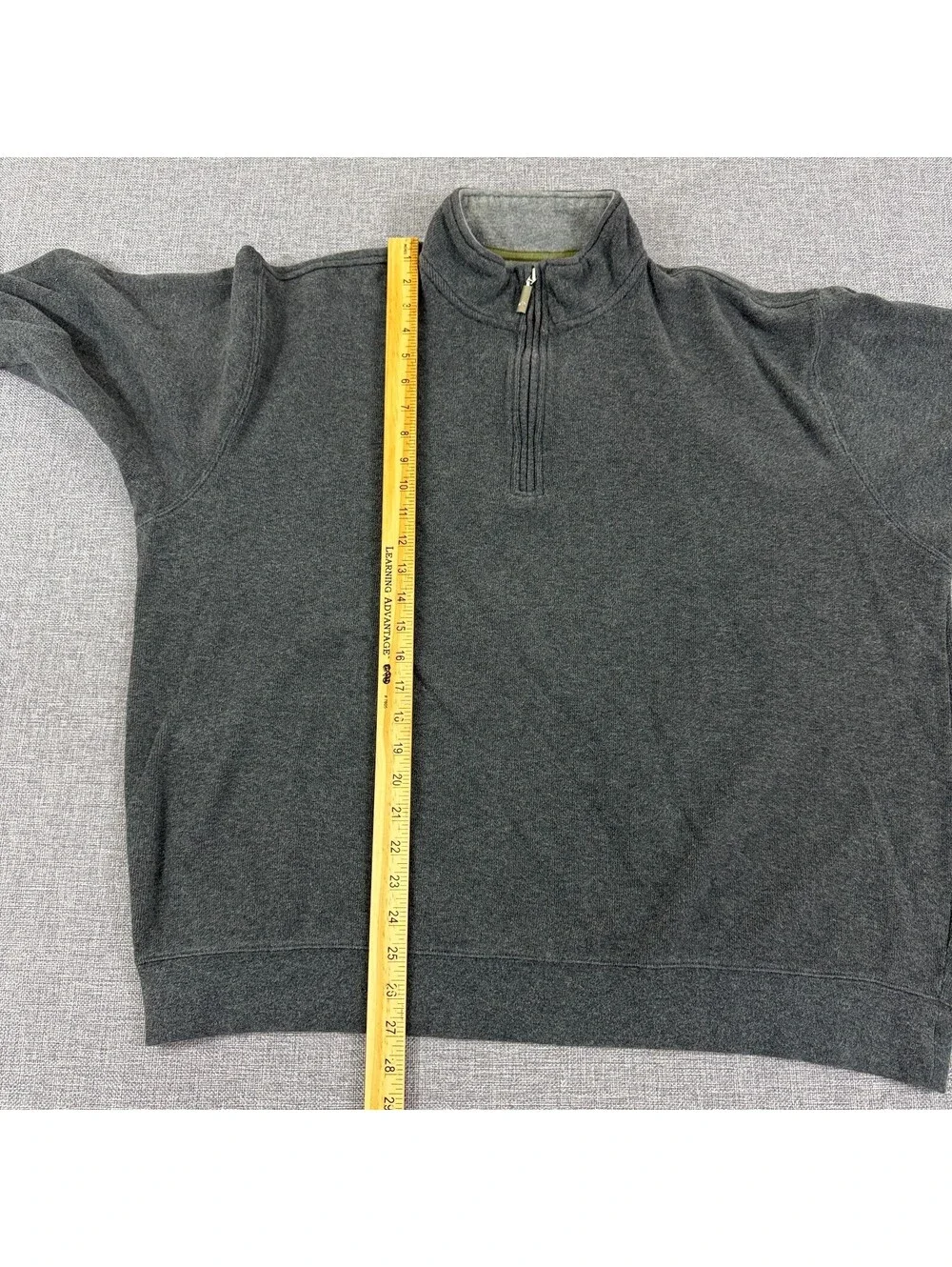 Orvis Mens XL Gray 1/4 Zip Pullover Sweatshirt Cotton Mock Neck